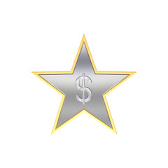 Chrome Dollar sign in the star isolated on white.