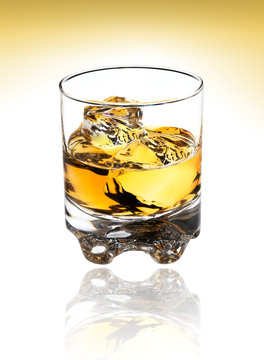 Scotch,bourbon or whiskey on the rocks with clipping path