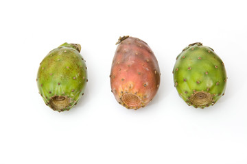 Prickly pear fruit isolated on a white studio background.
