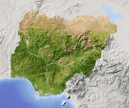 Nigeria, shaded relief map
