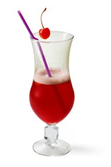 Cherry cocktail decorated with cherry and tubule