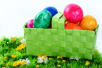 a basketful of easter eggs