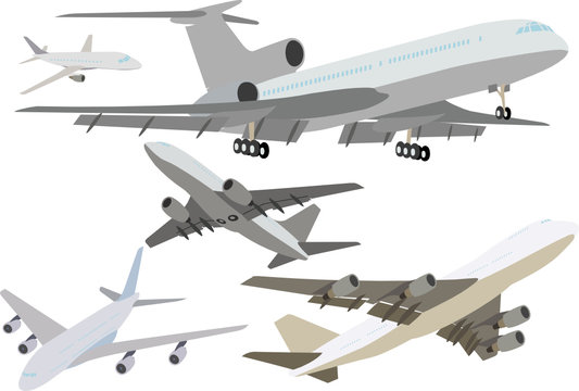 The set of modern passenger jet planes