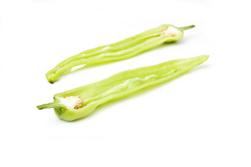 Carliston peppers isolated on a white studio background.