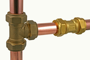 compression tee & check valve & pipework