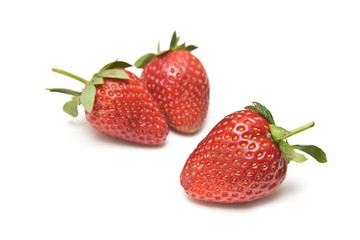 Strawberries isolated on a white background.