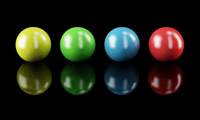 Set of color balls isolated on black