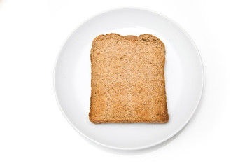 Fototapeta na wymiar Wholemeal toast isolated on a white studio background.