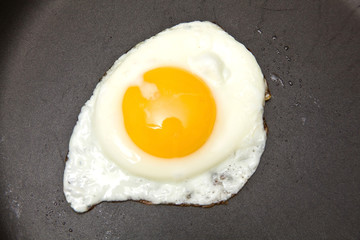 Fried egg in a non stick frying pan