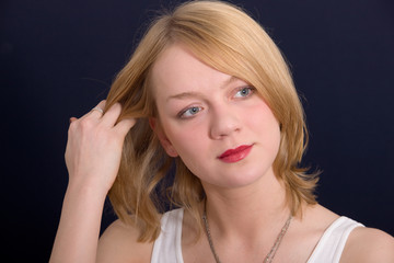 Naklejka premium To correct a hairdress