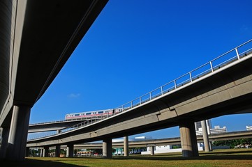 Fototapeta premium train and railway in the city