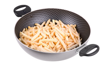 Fried potatoes in Teflon pan