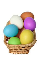 Easter eggs in basket.