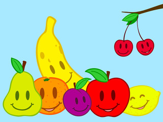 Fruits still life doodle face