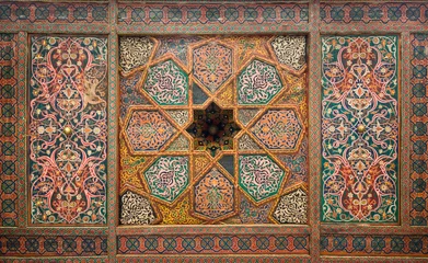Crédence de cuisine en verre imprimé moyen-Orient Wooden ceiling, oriental ornaments from Khiva, Uzbekistan