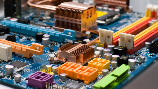 Electronic circuit close-up.