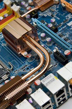 Electronic circuit close-up. Macro background