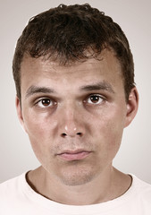 Obraz premium Portrait of a young sorrow man. esquire effect.