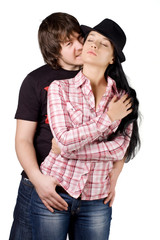 Couple over white background