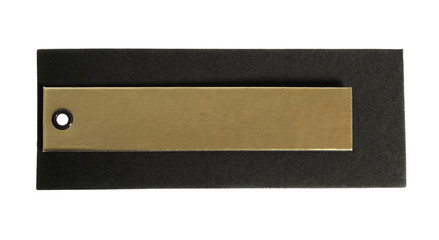 black carton label with with gold line