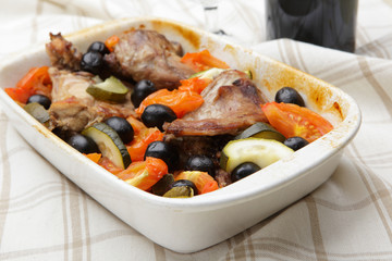 Baked rabbit with vegetables