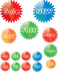 Set of glossy price tags. Vector.