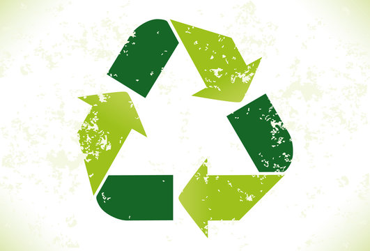 Grunge Recycling Symbol - vector file with separate grunge layer