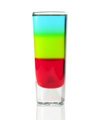 Nice three-layered cocktail isolated on white