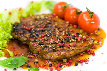 Pfeffer Steak mit Tomaten,Grünsalat,Soße 9