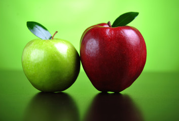 Green and red apples