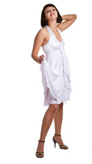 beautiful girl in a white dress