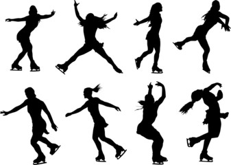 Ice skaters women silhouette