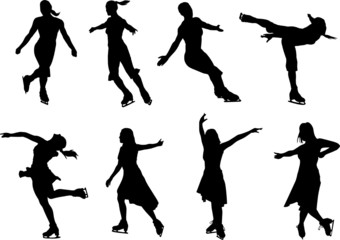 Ice skaters women silhouette