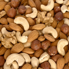 Obraz premium Assorted nuts close up.