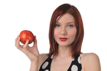 Young woman holding an apple