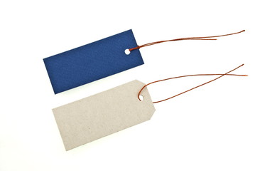 Two shop labels with lace isolated on white