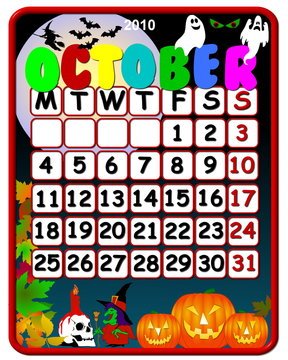 calendar october 2010