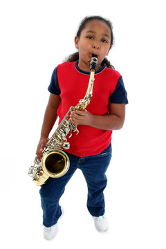 Girl Playing Saxophone.