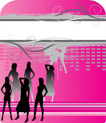 women silhouettes on abstract background with space for text