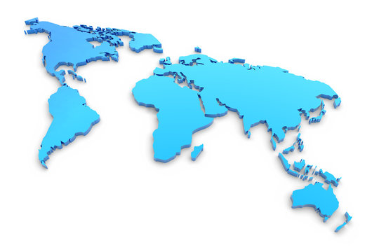 Fototapeta Blue extruded world map
