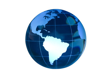 South America Featured on Glass Globe White BG