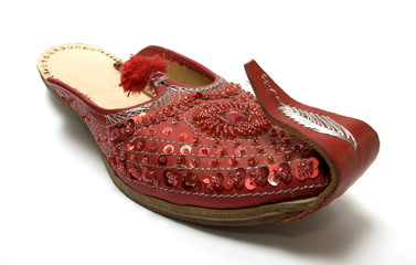 Red Indian sandals. Hand made.