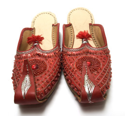Red Indian sandals. Hand made.