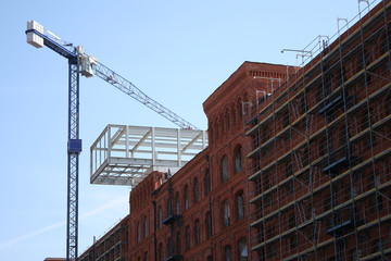 crane at building in sunny day