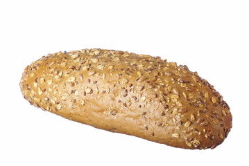 Fresh baguette on white background