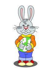 Easter bunny holding egg