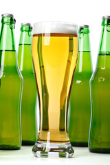 Glass and bottle of beer