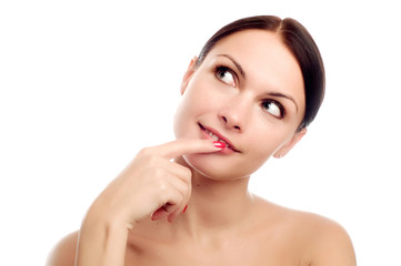 Girl looking at blank space - Close up portrait of a beautiful f