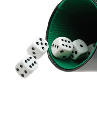 isolated dices in cup
