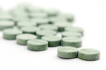 Pills on a white background